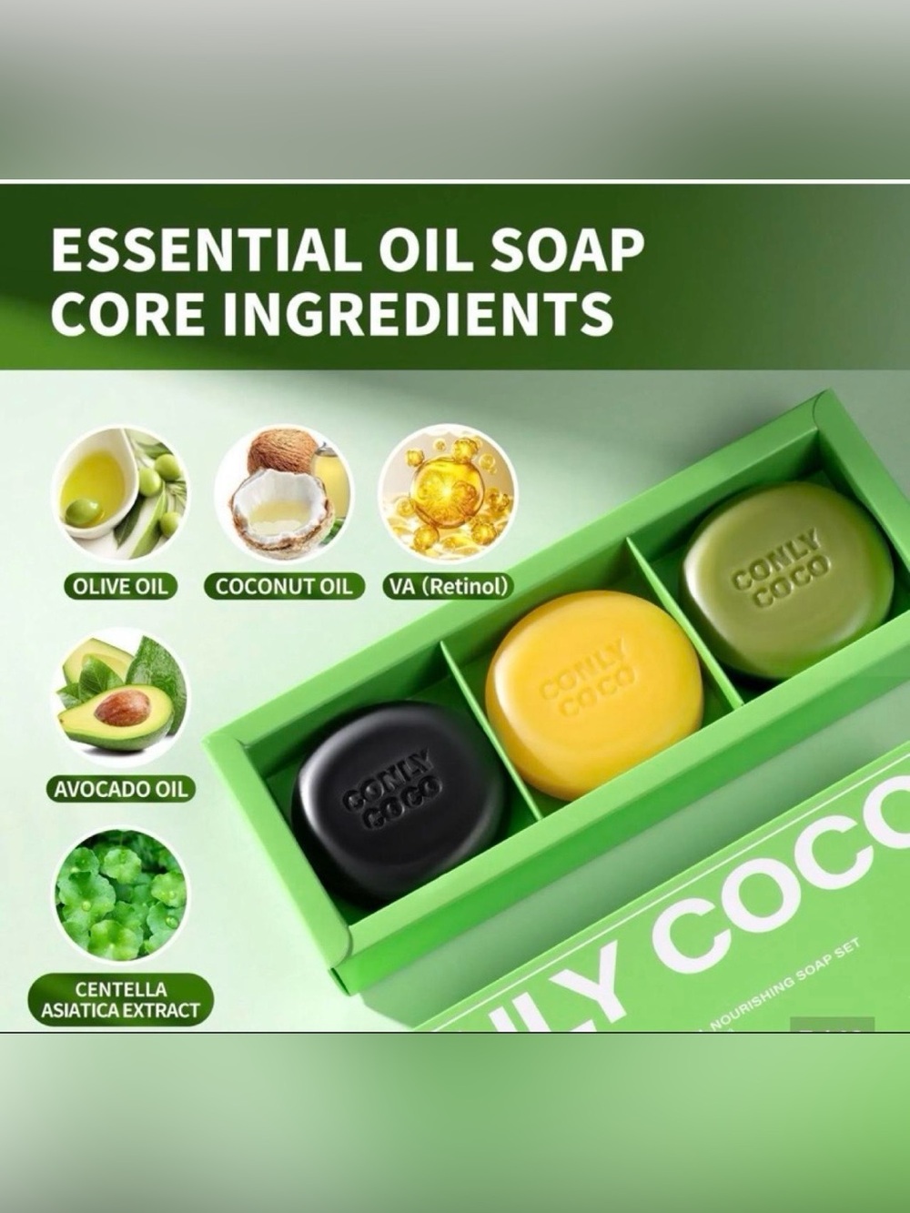 VIRAL CONLY COCO Essential Oil Nourishing Soap Set – 3 Full Size Bars